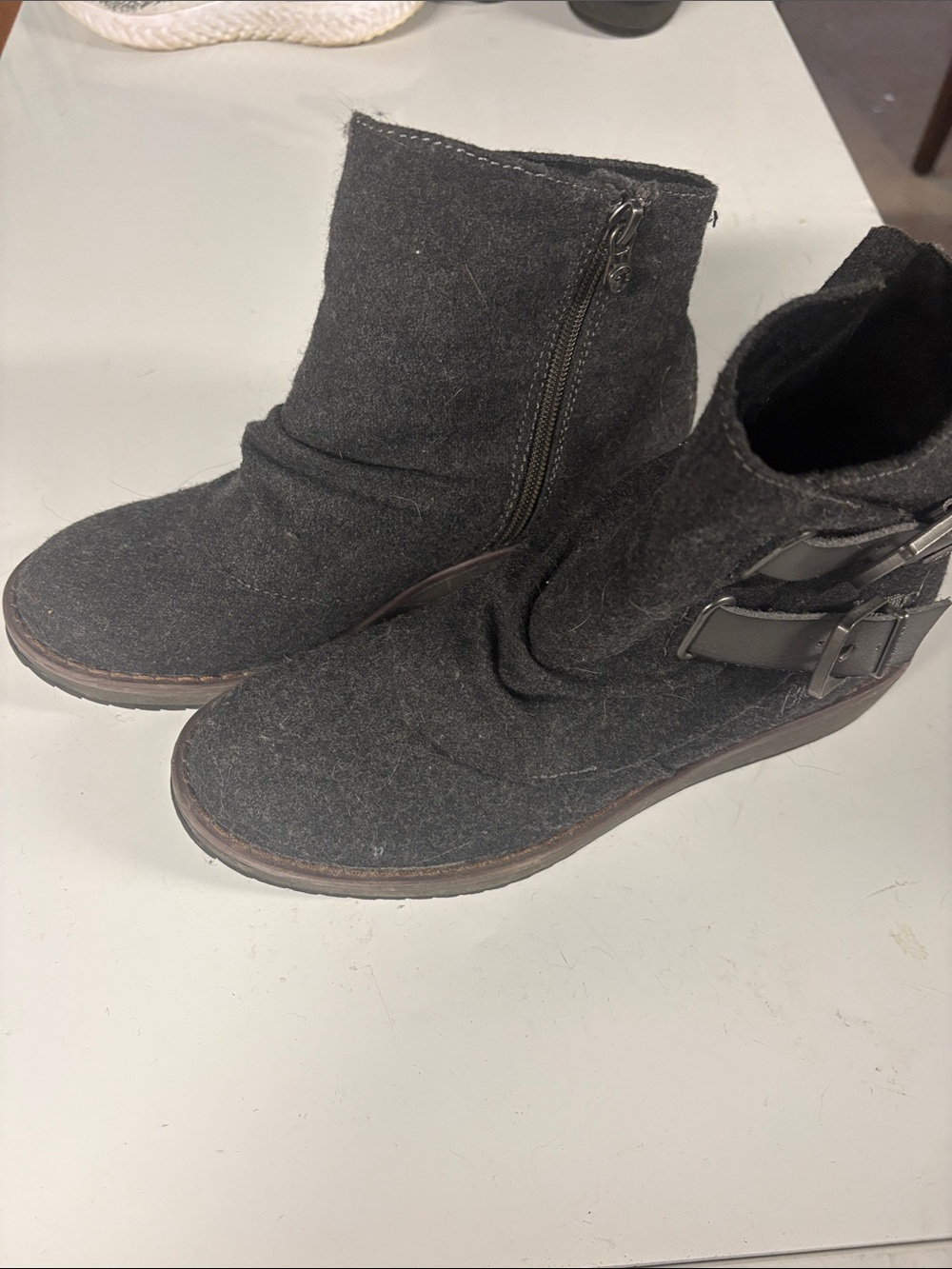 Women’s Dark Gray  Zip & Buckle Ankle Boots
